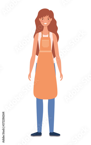 saleswoman cartoon with apron design of Shopping commerce and market theme Vector illustration