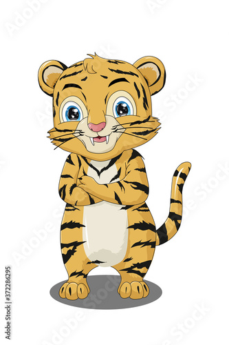 Fototapeta Naklejka Na Ścianę i Meble -  cute funny cartoon tiger illustration