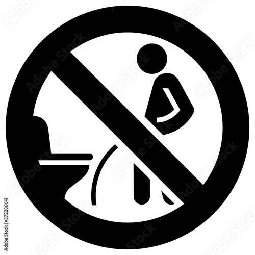 No peeing on the floor forbidden sign, modern round sticker