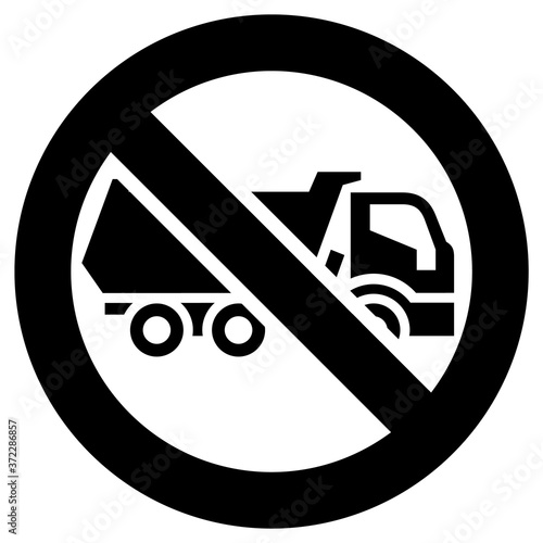 No freight transport forbidden sign, modern round sticker, vector illustration for your design