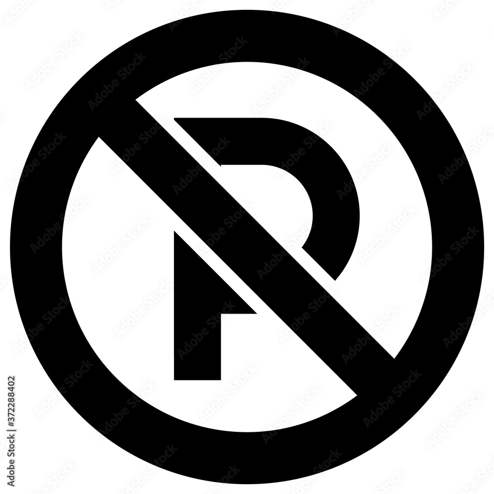 No parking forbidden sign, modern round sticker No parking forbidden sign, modern round sticker