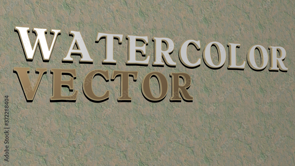 watercolor vector text on textured wall, 3D illustration for background ...