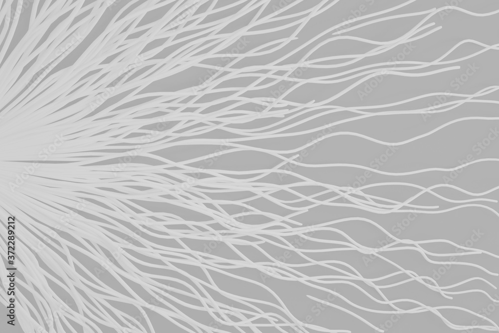 Obraz premium Minimalist organic abstract background. Natural black and white cyberpunk structure. Three-dimensional render visualization of microscopic shapes.