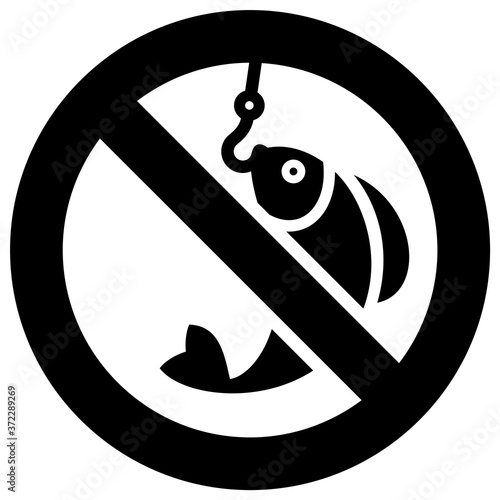 No fishing forbidden sign, modern round sticker