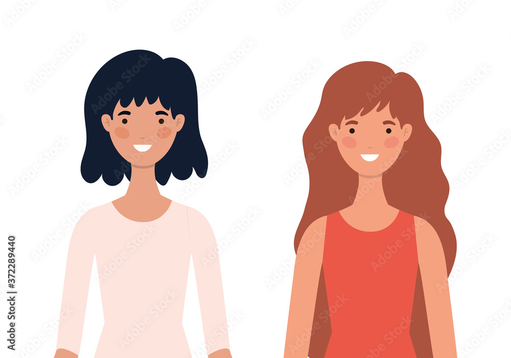 Woman and man avatars cartoons design, Person people and human theme Vector illustration Woman and man avatars cartoons design, Person people and human theme Vector illustration