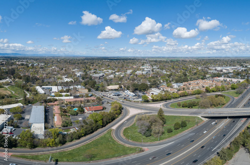 Davis California Aerial of Downtown from Freeway