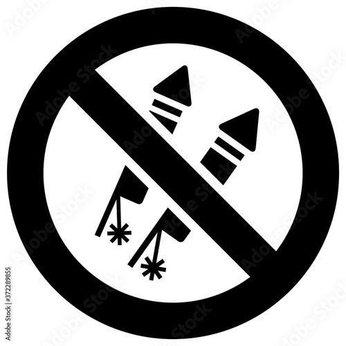 No fireworks forbidden sign, modern round sticker