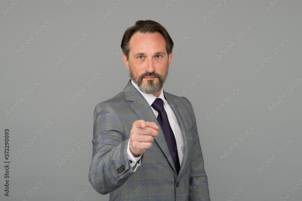 Businessman serious boss pointing at camera, appeal to society concept Businessman serious boss pointing at camera, appeal to society concept