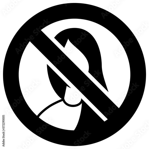 No long hair forbidden sign, modern round sticker