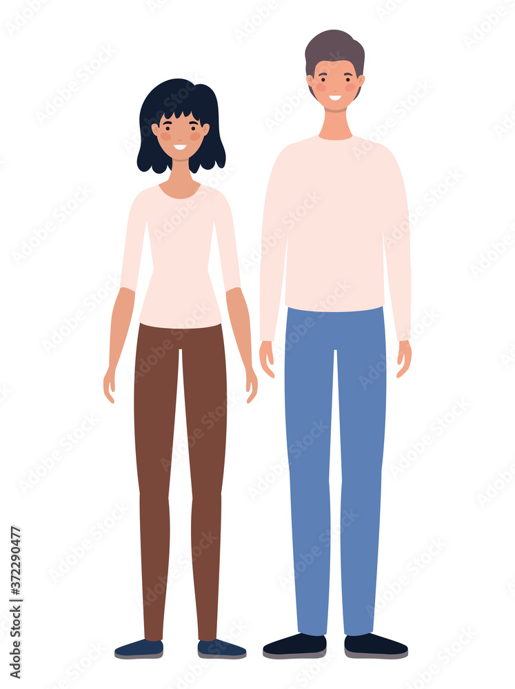Woman and man avatars cartoons design, Person people and human theme Vector illustration Woman and man avatars cartoons design, Person people and human theme Vector illustration
