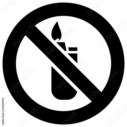 Lighter not allowed forbidden sign, modern round sticker
