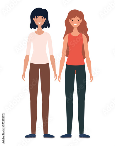 women avatars cartoons design, Woman girl female person and people theme Vector illustration