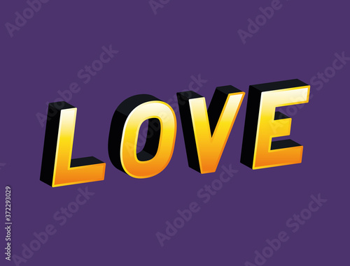 3d love lettering on blue background design, typography retro and comic theme Vector illustration