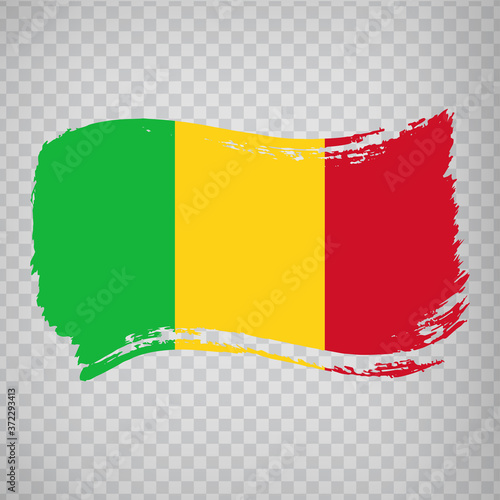lag of Mali, brush stroke background.  Flag Republic of Mali  on transparent background for your web site design, logo, app. Africa. EPS10.