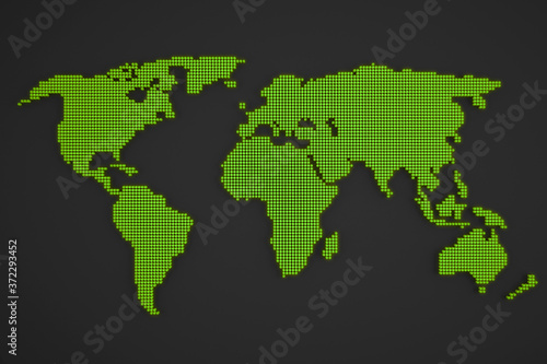 Technology image of the globe. World map colorful illustration. Background with glowing screen dots. Graphic concept for your design.