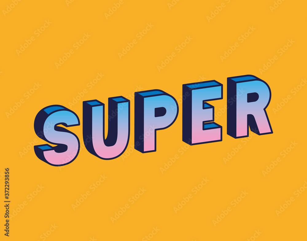 3d super lettering on orange background design, typography retro and comic theme Vector illustration 3d super lettering on orange background design, typography retro and comic theme Vector illustration