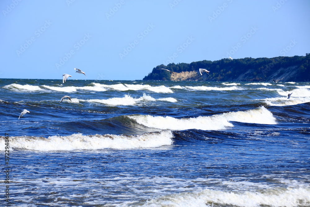 Fototapeta premium Wellengang an der Ostseeküste bei Sellin auf der Insel Rügen