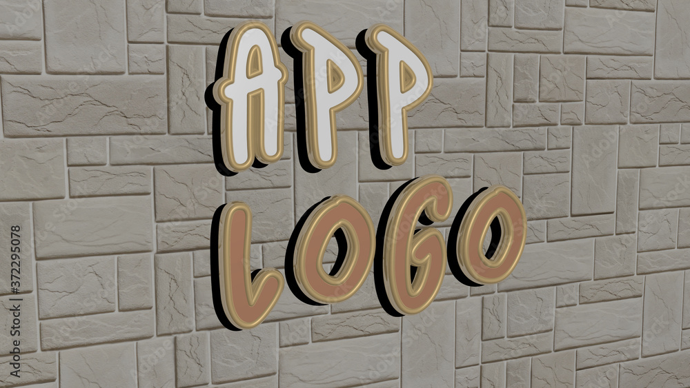 app logo text on textured wall, 3D illustration for icon and design app logo text on textured wall, 3D illustration for icon and design