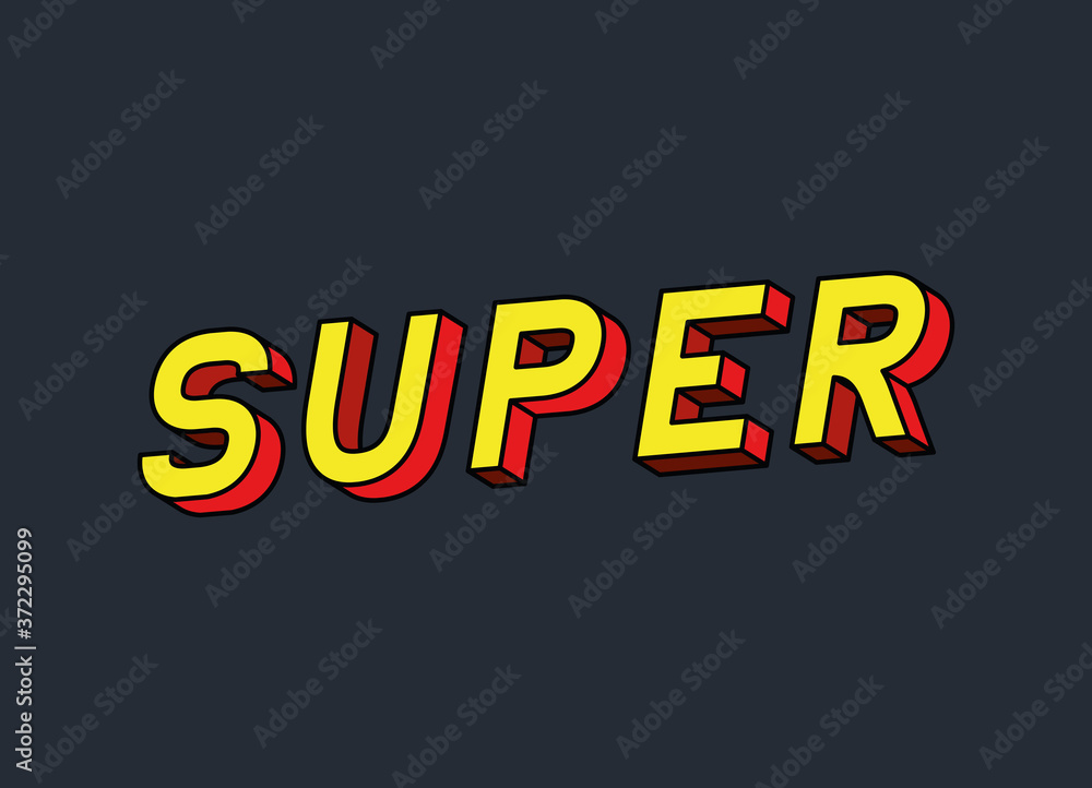 3d super lettering on gray background design, typography retro and comic theme Vector illustration