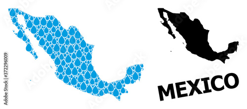 Vector Collage Map of Mexico of Liquid Dews and Solid Map