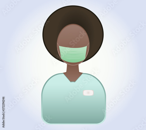 Doctor icon in mask on blue background. Coronavirus time, doctor vector. Face with mask.