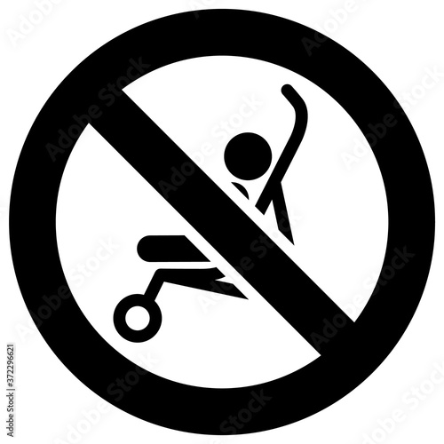 No baby carriage forbidden sign, modern round sticker