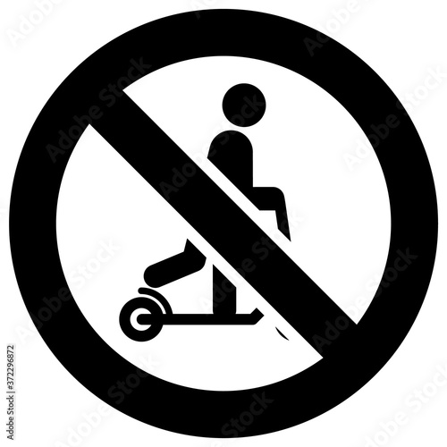 No push scooter forbidden sign, modern round sticker