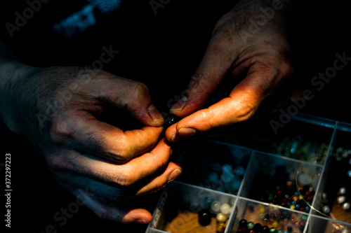 Close up of hands of handmade master