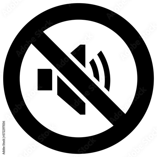 No sound forbidden sign, modern round sticker