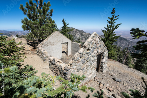 Stone cabin ruin and mojave...