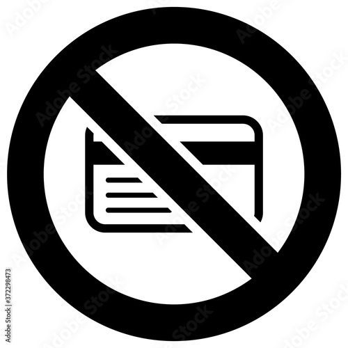 No Credit card or only cash forbidden sign, modern round sticker
