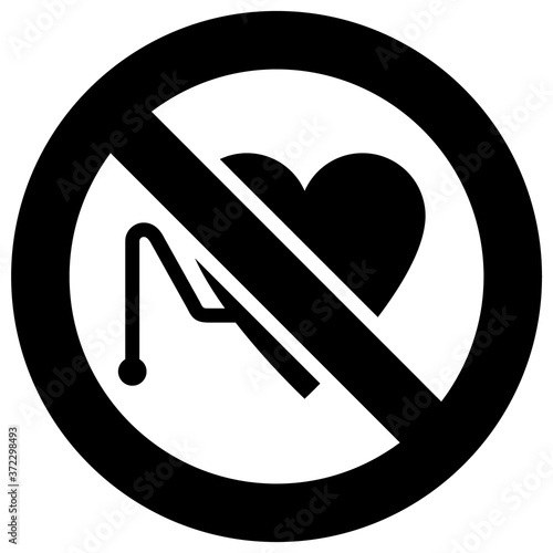 No Access For Persons With Pacemakers forbidden sign, modern round sticker