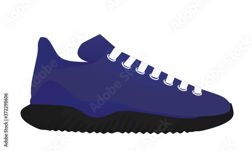 Blue  canvas sneaker. vector illustration