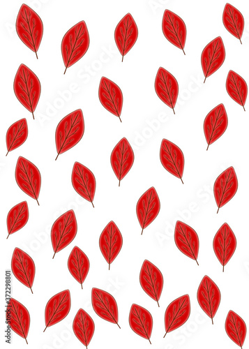 Red autumn leaves on a white background. Seamless pattern.