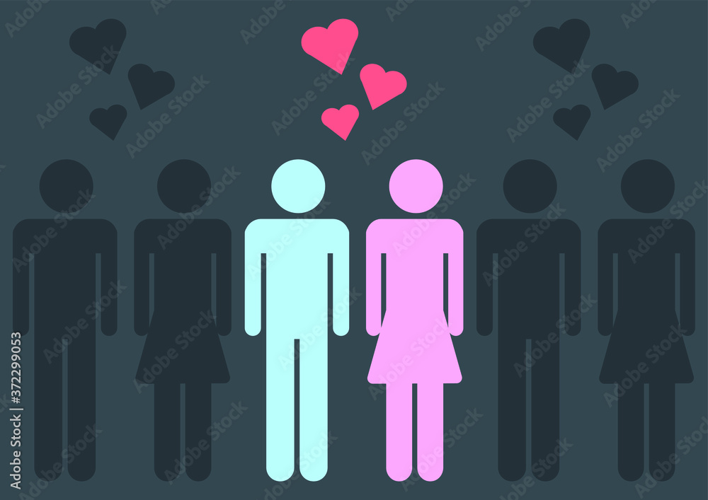 Male and female love heart pictogram vector Male and female love heart pictogram vector