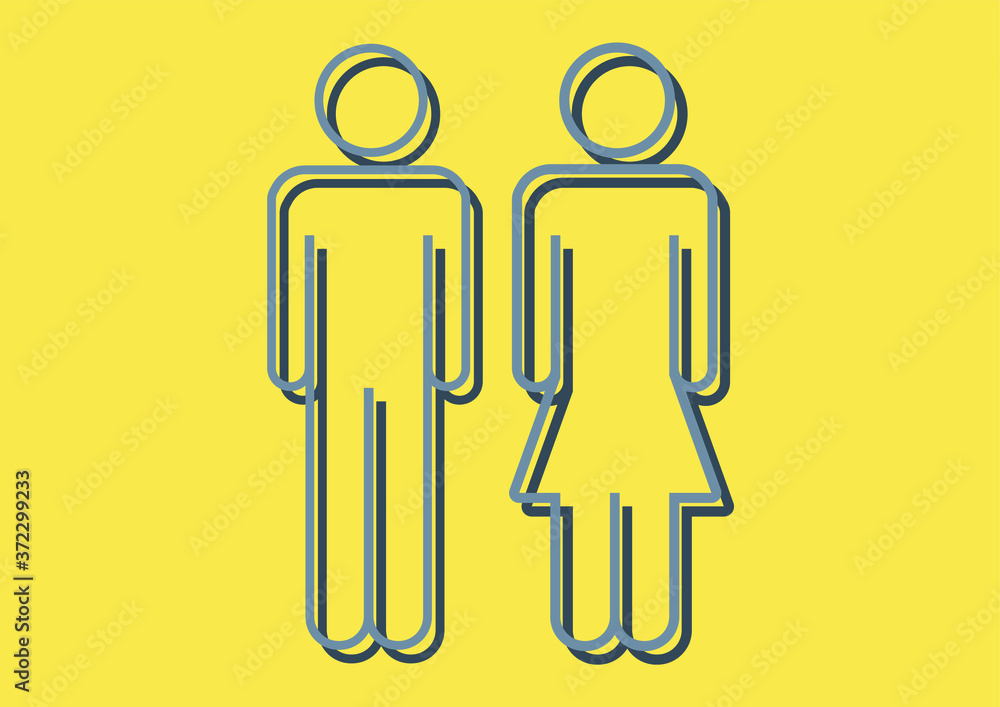 Male and female pictogram vector on a yellow background Male and female pictogram vector on a yellow background