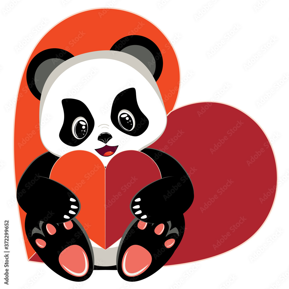 Cartoon panda with heart Cartoon panda with heart