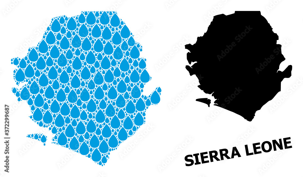 Vector Mosaic Map of Sierra Leone of Liquid Dews and Solid Map