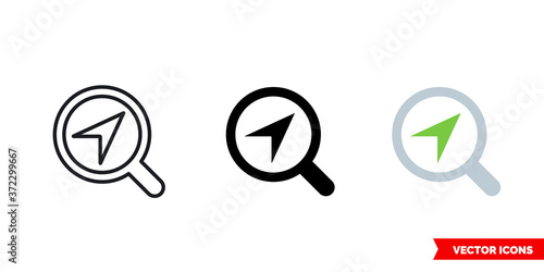 Find me icon of 3 types color, black and white, outline. Isolated vector sign symbol.