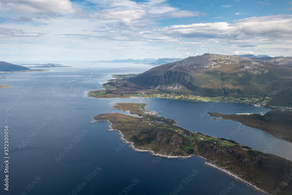 Aerial view of fjords in Norway