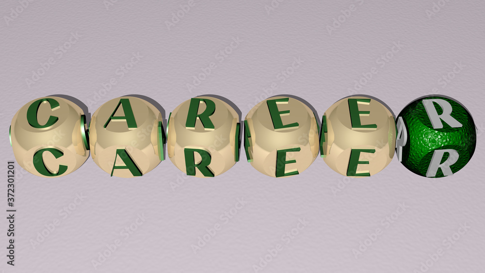CAREER text by cubic dice letters, 3D illustration for business and businessman CAREER text by cubic dice letters, 3D illustration for business and businessman