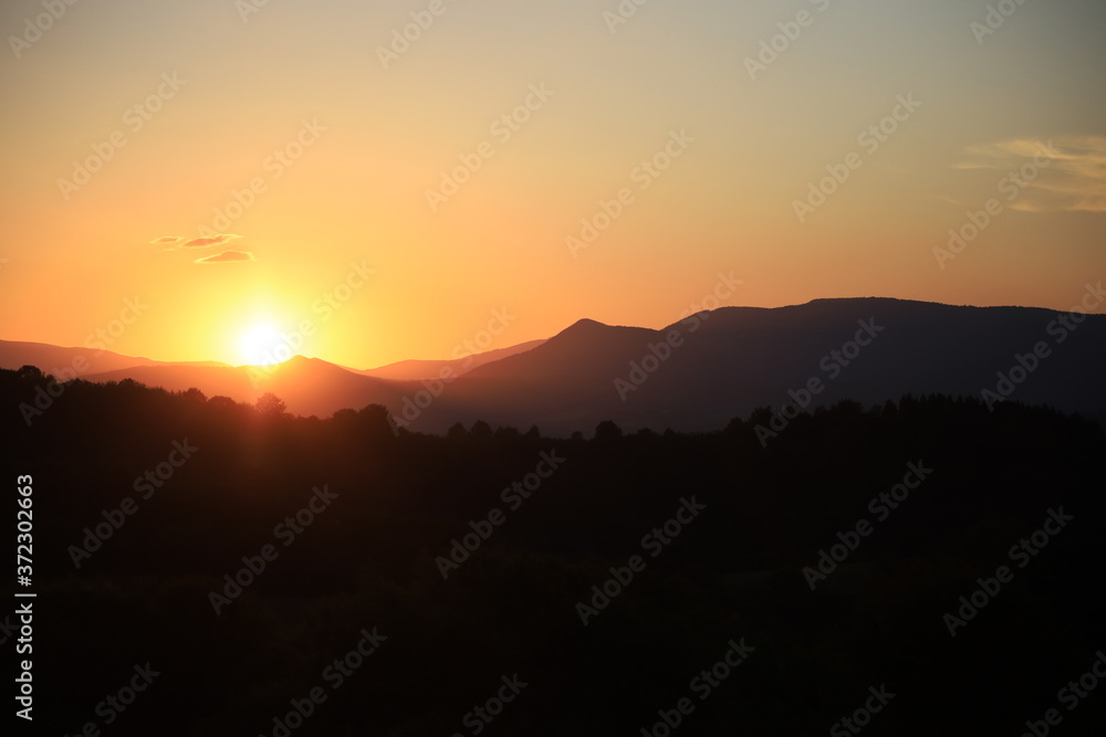 Sunset in the Ukrainian Carpathians.