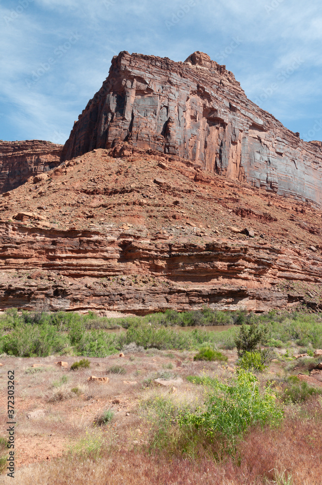 Red Sandstone Butte in Canyon
