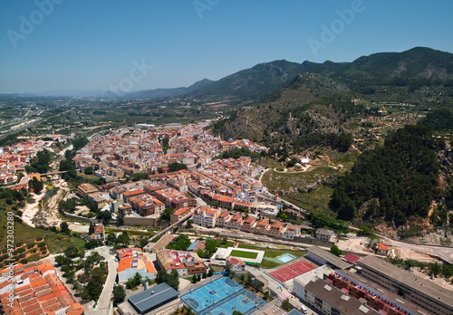 Moixent townscape aerial view. Spain photo