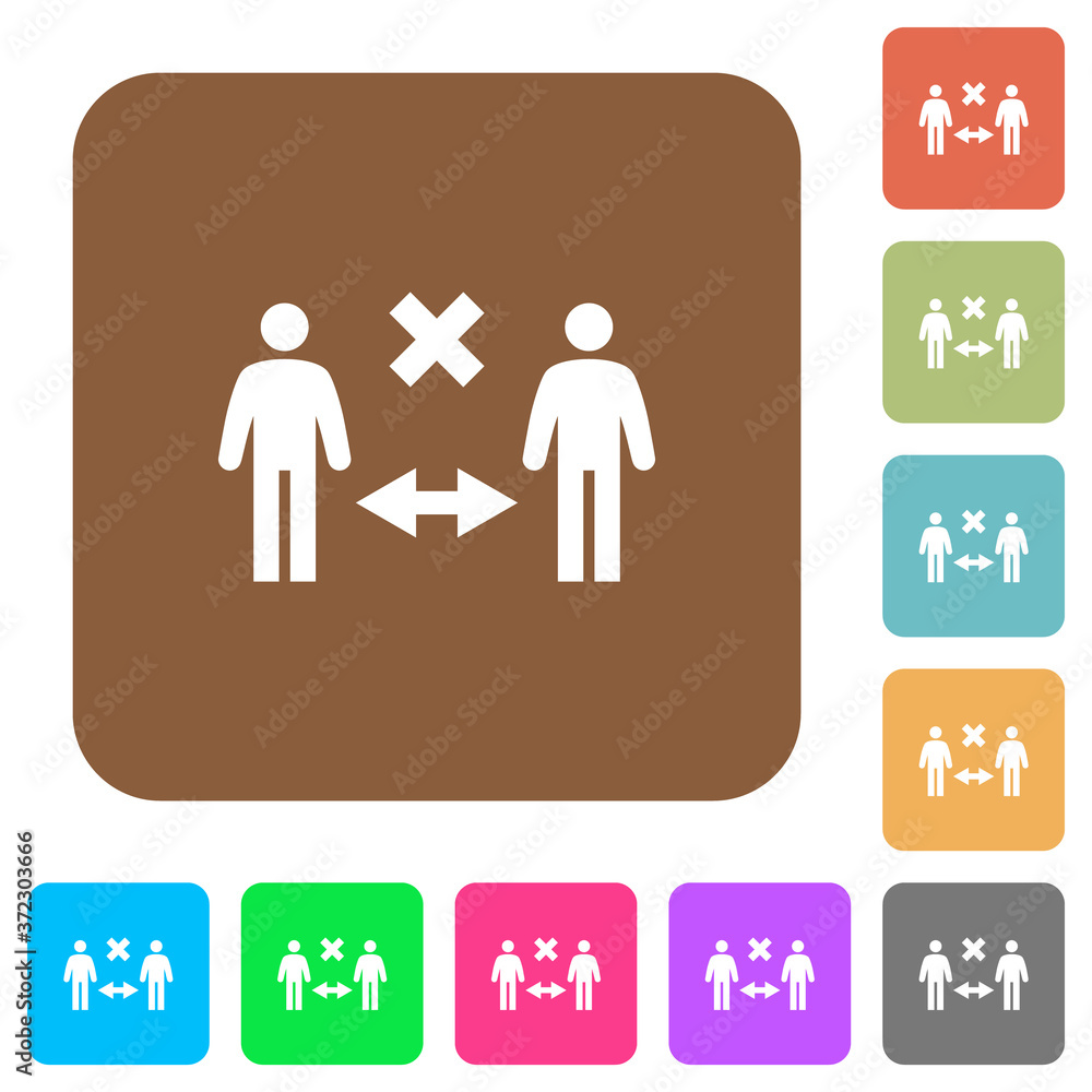 Incorrect social distancing rounded square flat icons Incorrect social distancing rounded square flat icons