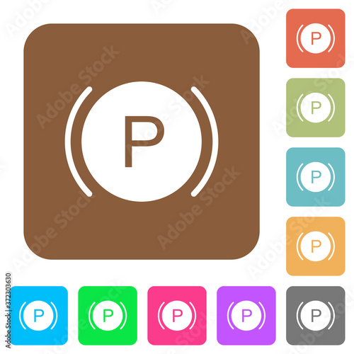 Car dashboard brake warning indicator rounded square flat icons