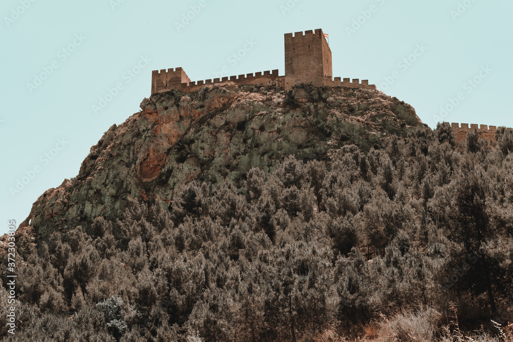 Castle of Sax on rocky mountain top, Spain