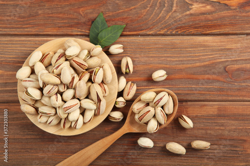 pistachios close-up on the table
