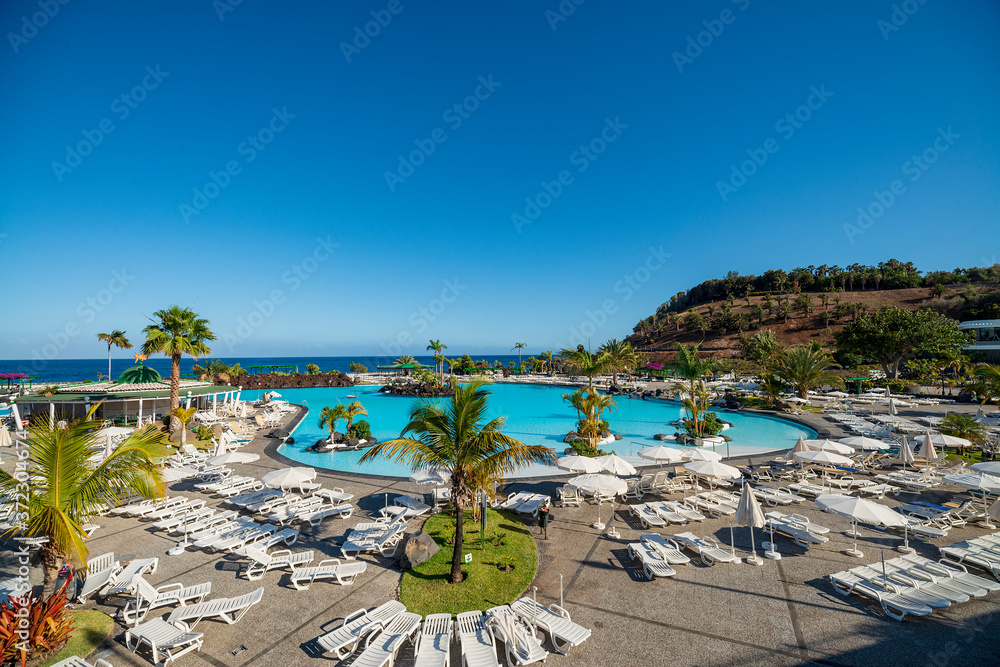 Fototapeta premium pools by the sea on a sunny afternoon in santa cruz de tenerife canary islands