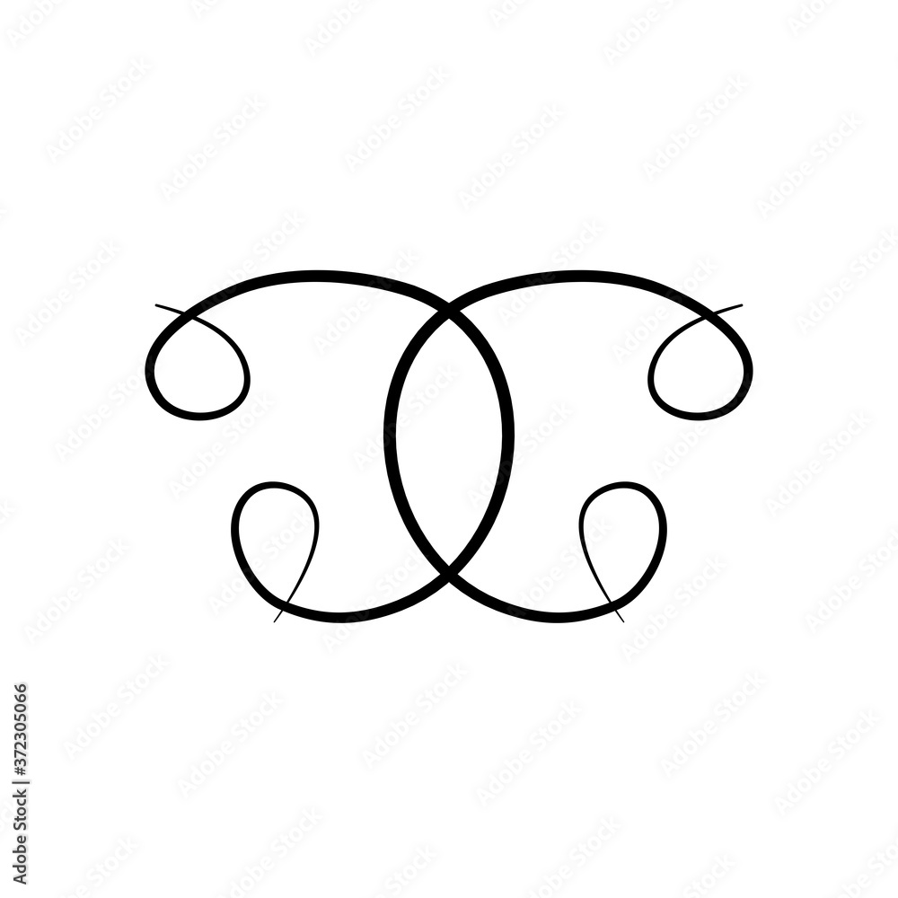 decorative swirls crossed, silhouette style decorative swirls crossed, silhouette style